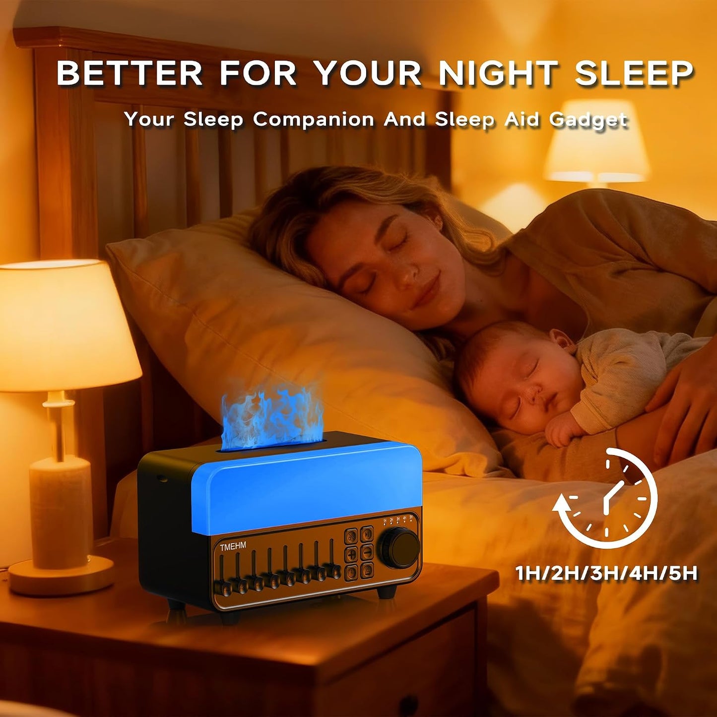 TMEHM 4-in-1 Sleep Sound Machine with White Noise & Aroma Diffuser | Bluetooth Speaker, Night Light & 8 Nature Sounds with Timer for Baby, Kids and Adults