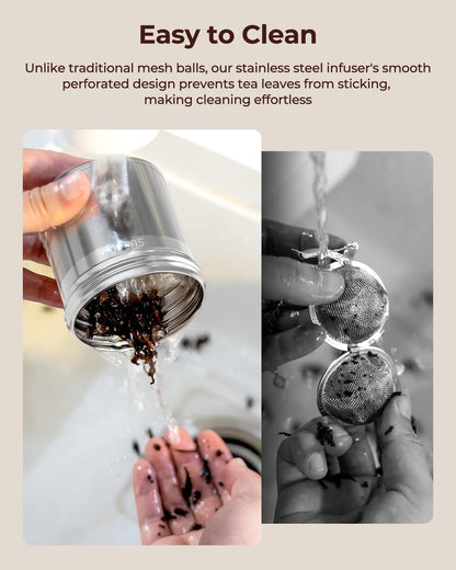 2 Pack Reinmoson 304 Stainless Steel Tea Infuser for Loose Leaf Tea | 1.58” x 2.2” Extra Fine Mesh Tea Strainers Ball, Threaded Lid, Loose Leaf Tea Steeper for Black Tea, Rooibos, etc