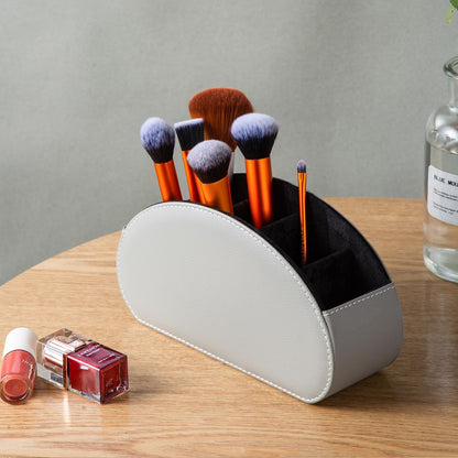 Remote Control Holders Organizer Box with 5 Compartment PU Leather Caddy | Multi-functional Office Desk Storage Caddy Store Tv Remote for Media Player,Brush,Pencil,Glassees&Office Supplies