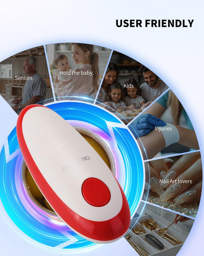 CIRCLE JOY Electric Can Opener, One-Touch Automatic Can Opening with Smooth Edges, Food Safety Handheld Battery-Operated Can Opener for Kitchen and Seniors, Blue