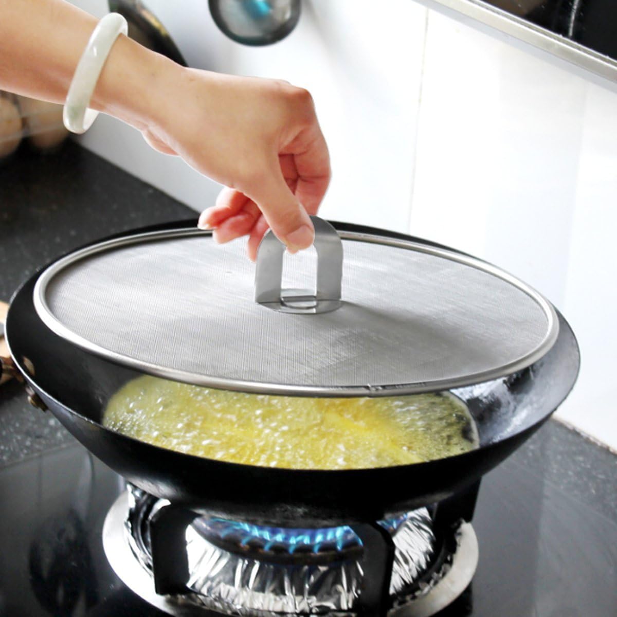 3 Pack Grease Splatter Screen for Frying Pan 9.8,11.5,13 Inch | Grease Splatter Guard Shield with Fold Flat Knob-No Cooking Oil Mess–No Burns–Ultra Fine Mesh Lids-Rust Free Stainless Steel