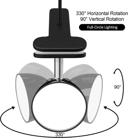 deeloop Clip On Light, 400LM Reading Lamp, Flexible Clamp Light, Black