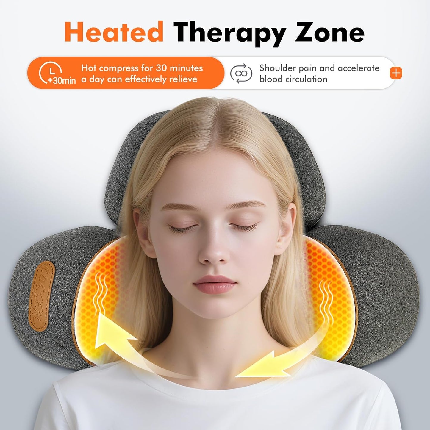 3-in-1 Neck Massage Pillow with Heat - Pillow Massage Neck Hump for Shoulder Pain, with Vibrating Heating and Traction Function Gifts for Family (Gray)