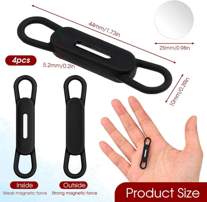 Jeffdad Magnetic Pen Pencil Holder - 4 Pcs Silicone Adjustable Holder for Refrigerator, Whiteboards, Office White Pen Holder (Black)
