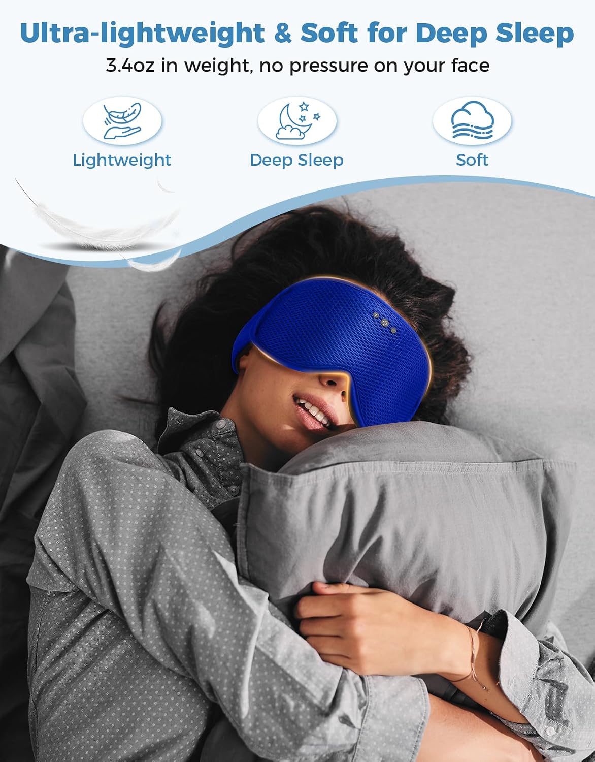 Sleep Mask with Bluetooth Headphones, Removable 3D Contoured Cup, Wireless Eye Mask for Sleep, Sleeping Headphones with Thin Stereo Speakers for Men, Women, Travel, Relaxation - Black | Wireless Eye Mask for Sleep, Sleeping Headphones with Thin Stereo