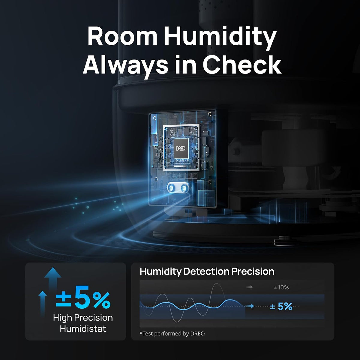 DREO 3L Humidifiers for Bedroom, 30H Runtime, 26 dB Quiet, Black