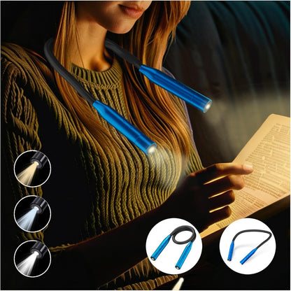 2 Pack Neck Book Lights, 3 Colors & 3 Brightness Levels, Flexible 380° Neck Light Rechargeable, LED Reading Lights for Books in Bed, 80 Hrs Lasting, Perfect for Reading, Knitting, Crafts, Repairs