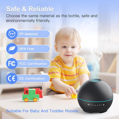 THIMONES 2 Pack Essential Oil Diffuser for Home - 200ml Ultrasonic Aromatherapy Diffuser with 4 Timers & 7 Colors Night Lights, 20dB Quiet Working for 10 Hours (Black+Black)