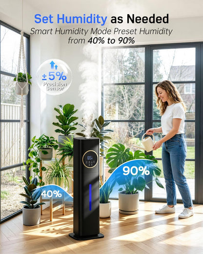 LACIDOLL Humidifiers for Bedroom, 2.1Gal/8L Humidifier large room with Essential Oil Diffuser, Top Fill Whole House Cool Mist Humidifiers for Plants Baby Kids Adults(Black) | Humidifier Large Room with Humidity Control, Leak-Proof, Top Fill Cool Mist Air