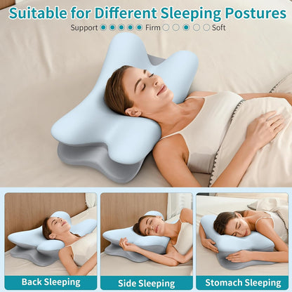 Cervical Neck Pillow for Pain Relief - Ergonomic Memory Foam Pillows Contour Side Sleeper Pillow for Neck Support, Orthopedic Pillow for Sleeping, Bed Pillow for Sleepers (Grey)