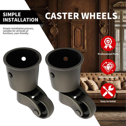 Anxingo 4 PCS 2.36 x 1.5 inch Antique Cyan Alloy Caster Cups Wheels, 360-degree Swivel Pulley, Suitable for Classical Furniture, Piano Legs, Coffee Tables, Bookshelves