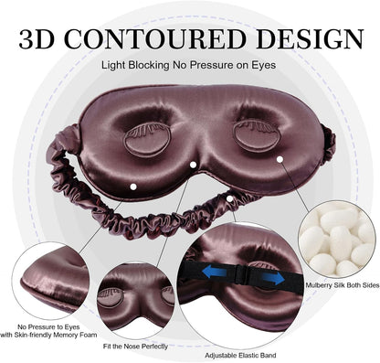 ZIMASILK Adjustable 22 Momme 100% Pure Mulberry Silk Sleep Mask, 3D Contoured Cup Eye Mask for Sleeping, Super Soft Breathable Blindfold, Perfect Blocks Light for Sleeping (Black)