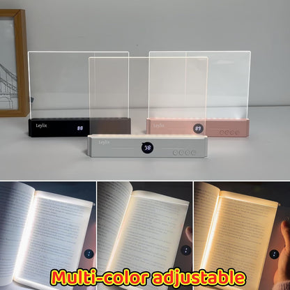 LED Flat Book Light for Reading at Night in Bed, Black | Eye-Caring, 3 Color Temperatures, Stepless Dimmable, USB Rechargeable, Portable Flat Panel Lamp for Kids & Adults