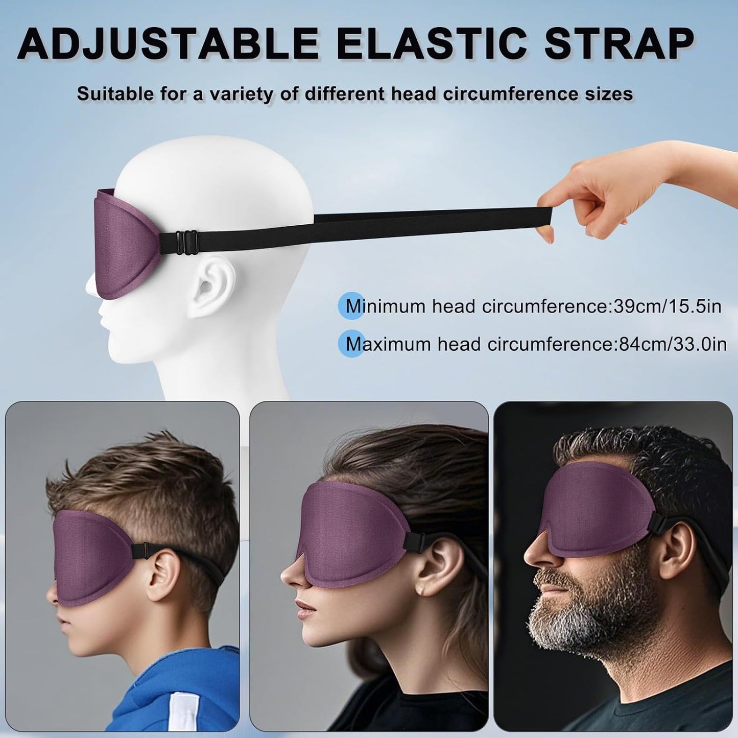 2 Pack Sleep Mask for Side Sleeper, Complete Light Blocking 3D Sleeping Eye Mask, Soft Breathable Eye Cover for Women Men, Travel, Nap, Relaxing Zero Pressure Night Blindfold (Pink+Purple)