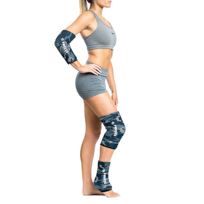 FreezeSleeve Ice and Heat Therapy Sleeve | Reusable Ice Pack Flexible Gel Compression Sleeve for Pain Relief and Recovery of Elbow Knee Ankle Leg Wrist Injuries | Black Large