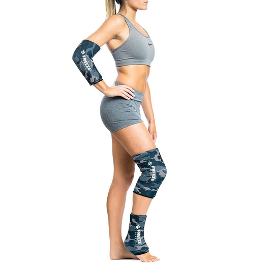 FreezeSleeve Ice and Heat Therapy Sleeve | Reusable Ice Pack Flexible Gel Compression Sleeve for Pain Relief and Recovery of Elbow Knee Ankle Leg Wrist Injuries | Black Large