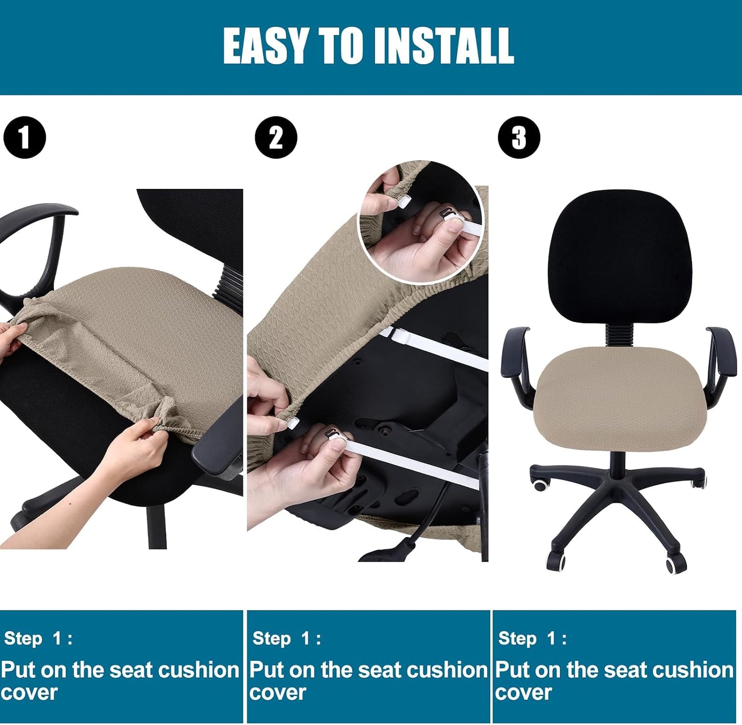 Smiry Office Computer Chair Armrest Covers, 2PCs Anti-dust Arm Rest Pad | Removable Washable Desk Chair Arm Pad Covers, Grey