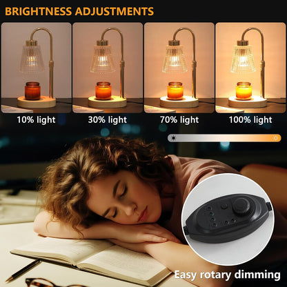 Candle Warmer Lamp with Timer and Dimmer,Electric Gold Light Gifts for Women Melt Wax Warmer Lamp with 2 Bulbs for Candle Jars House Warming New Home Decor Bedroom
