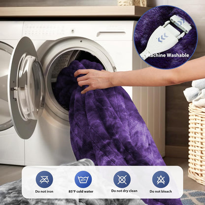 MAXEVE Electric Heated Throw Faux Rabbit Fur Blanket 8 Heating Levels