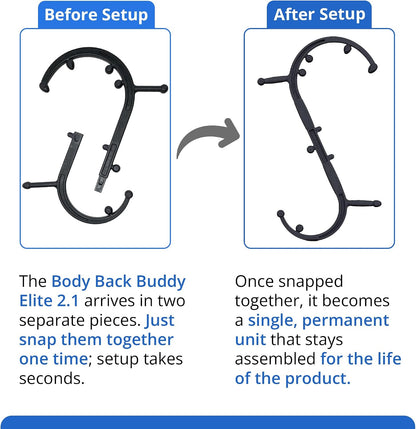 Body Back Buddy Classic Back Massager & Neck Massager for Pain Relief, Blue | USA Made Dual Massage Hooks For Back, Shoulder, And Neck, Muscle Knot Remover For Trigger Point Therapy And Full Body Relief
