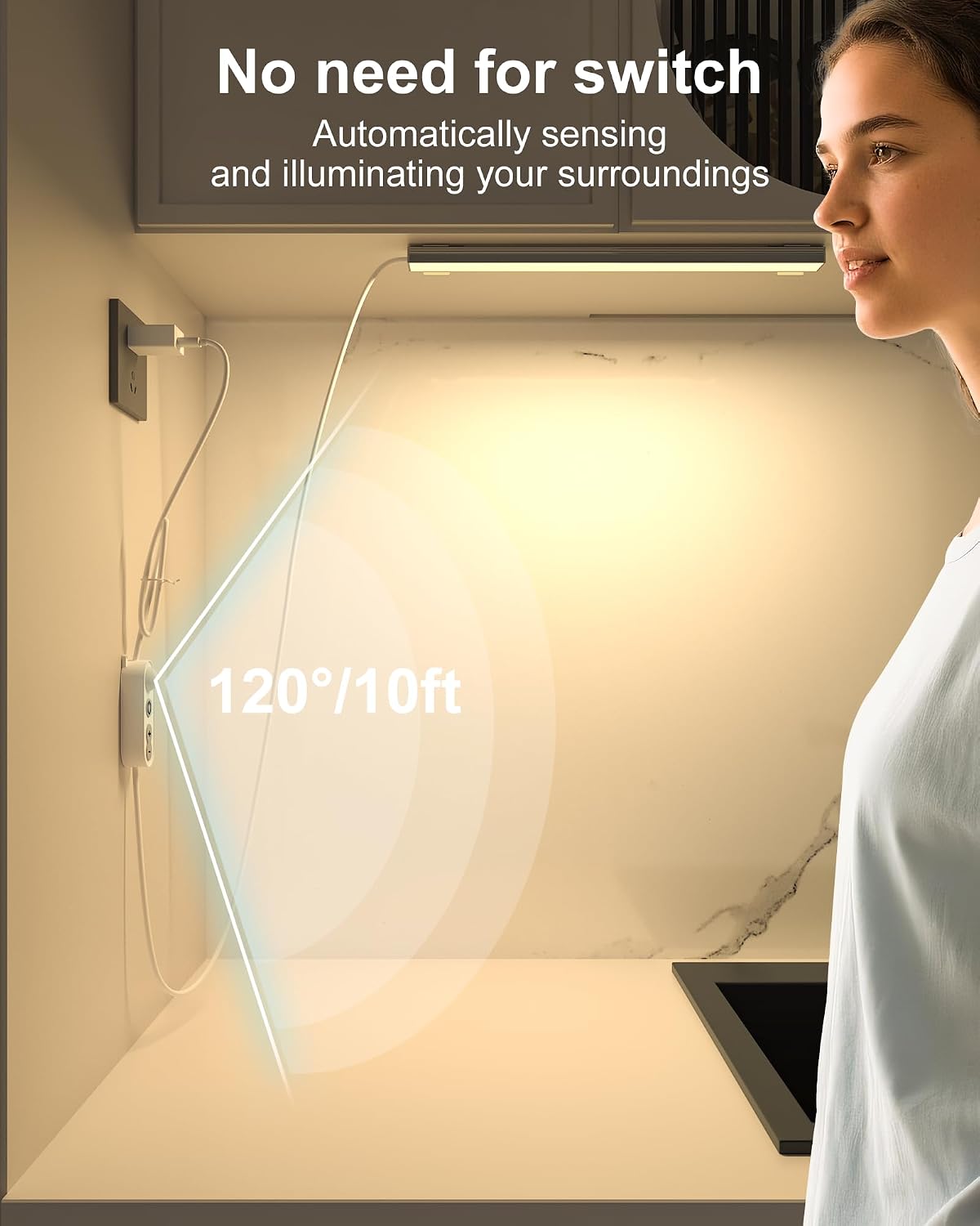 ASOKO Motion Sensor Dimmable Led Under Cabinet Light, 12" Cool White