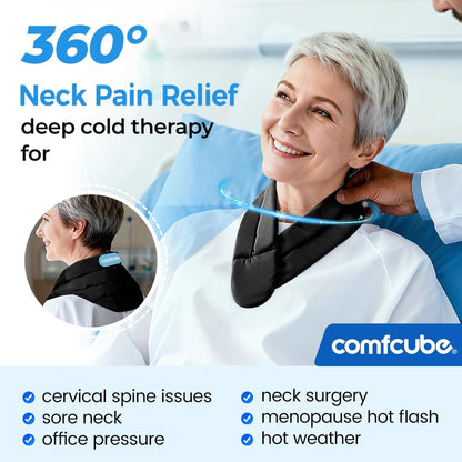 Comfcube Neck Ice Pack Wrap for 2 Hours of Cool Relief | Soft, flexible gel wrap; ideal for neck pain, hot flashes & post-surgery recovery.