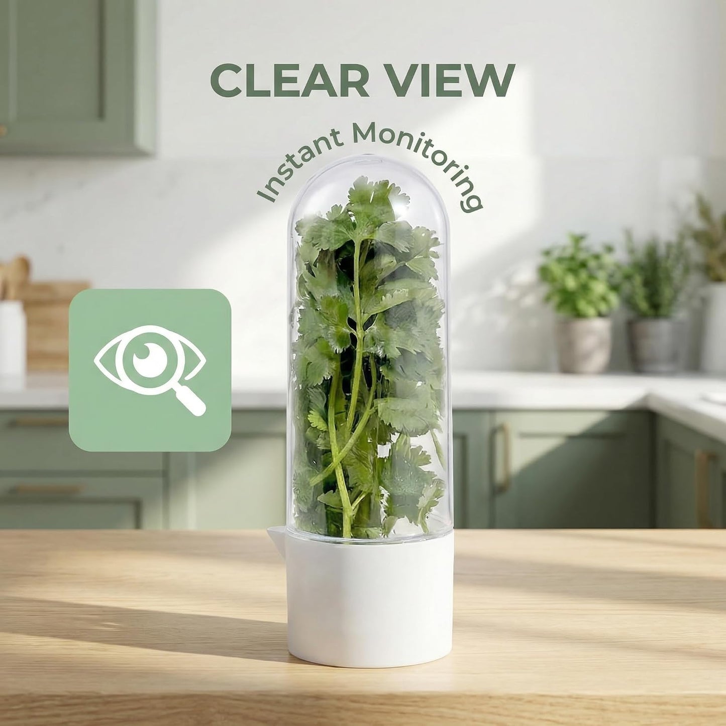 Ideal Swan Herb Keeper, 3 Pack Herb Saver Refrigerator for Cilantro & Herbs | Keeps herbs fresh 2-3 weeks. 3 pack stores cilantro, parsley, asparagus, lettuce. Easy-clean, stackable, fits fridge shelves.