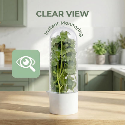 Ideal Swan Herb Keeper, 3 Pack Herb Saver Refrigerator for Cilantro & Herbs | Keeps herbs fresh 2-3 weeks. 3 pack stores cilantro, parsley, asparagus, lettuce. Easy-clean, stackable, fits fridge shelves.