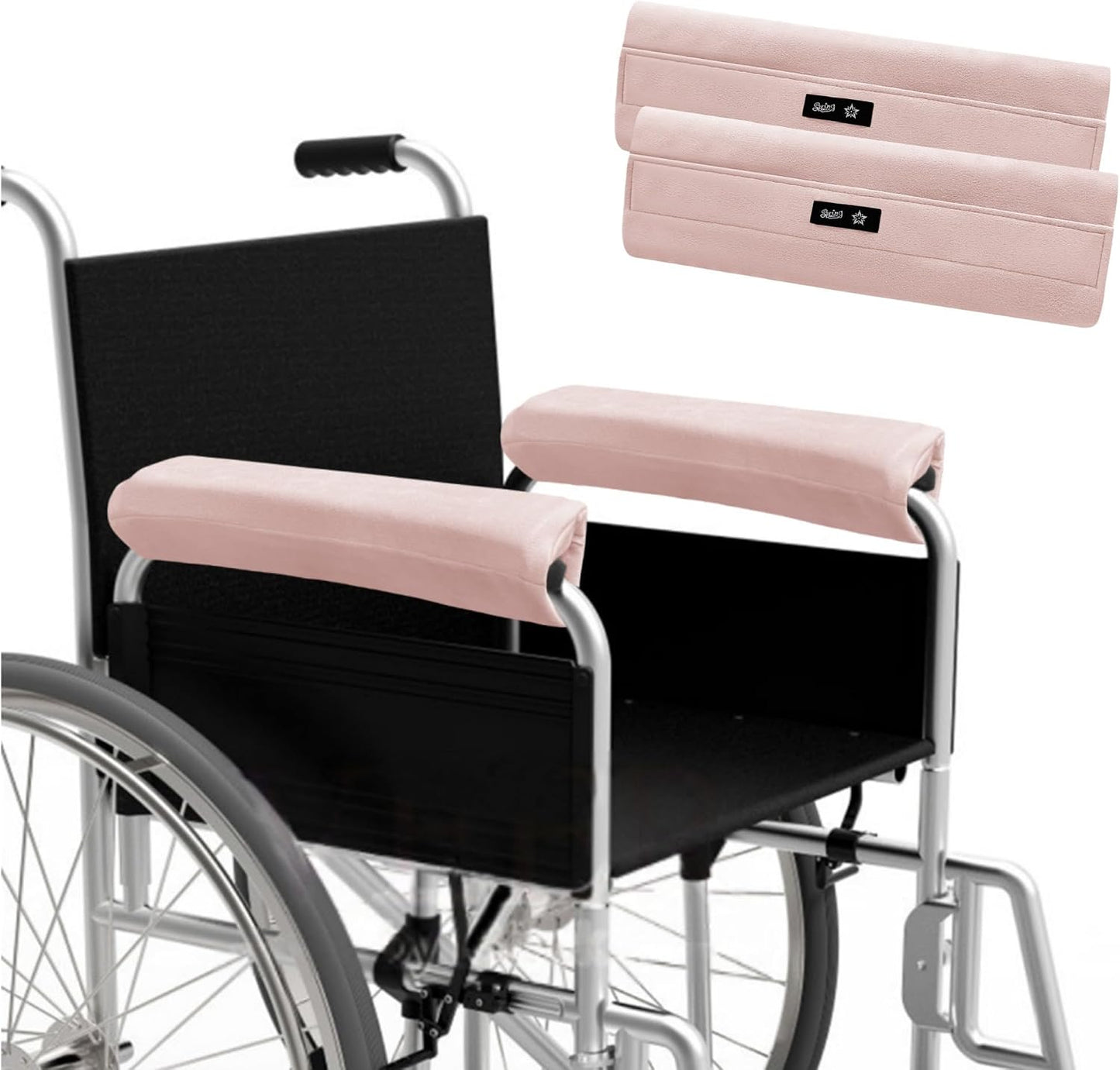 SPRING SEAON Wheelchair Armrest Covers, Soft Suede Memory Foam Pads, 1 Pair | Soft Suede Velvet,Memory Foam Cushioning,Fits Wheelchairs and Office Transport Chairs,Daily Armrest Comfort,Navy Blue