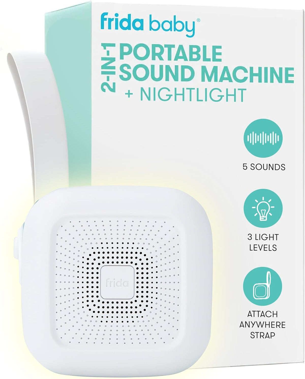 Frida Baby 2-in-1 Portable Sound Machine for Baby + Nightlight, White Noise