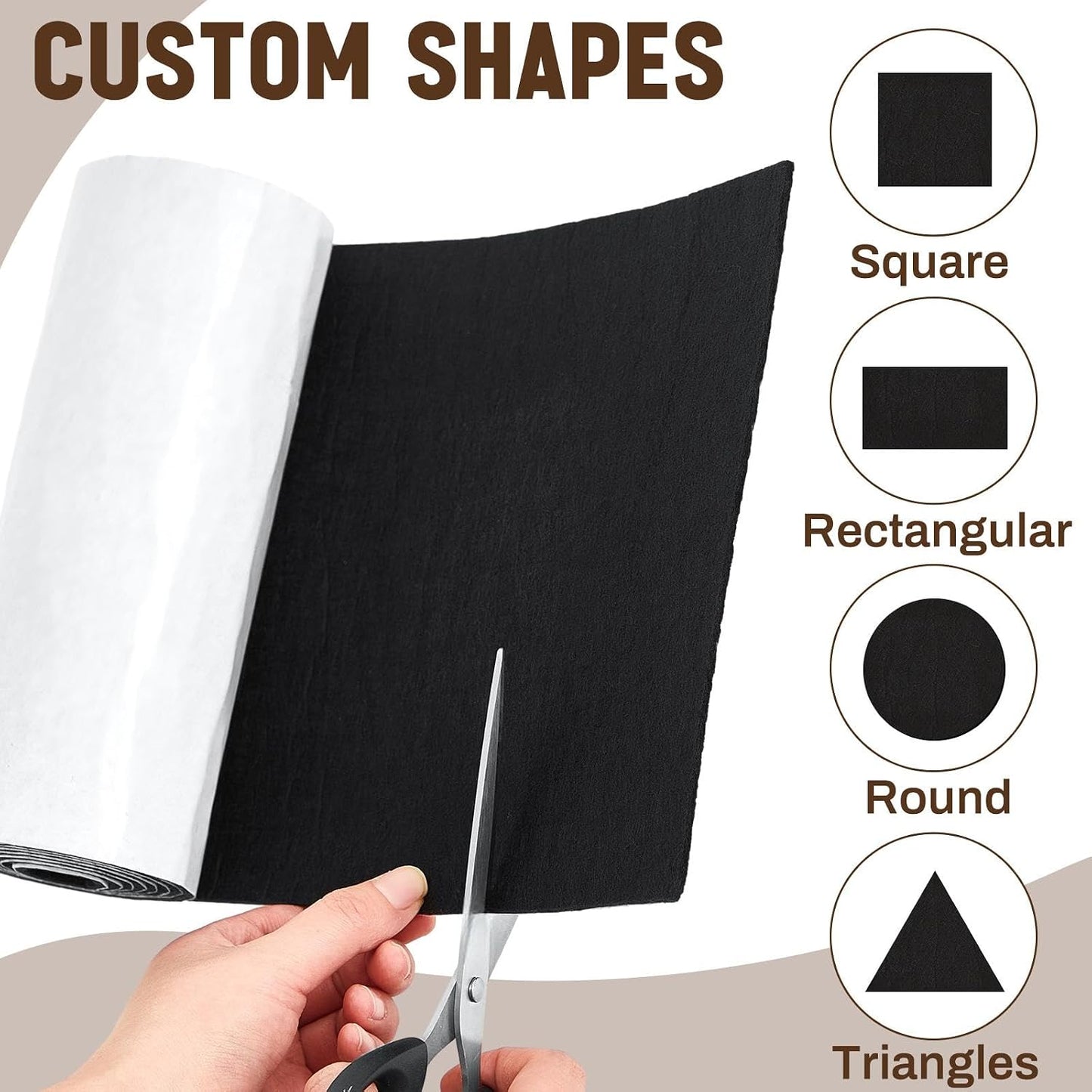 Fullhawl Large Felt Furniture Pads 8 x 60 Inch Non Slip Self Adhesive Heavy Duty Cuttable Strip Roll Felt Sheet Tape for Protecting Hardwood Floors Chair Wall, White