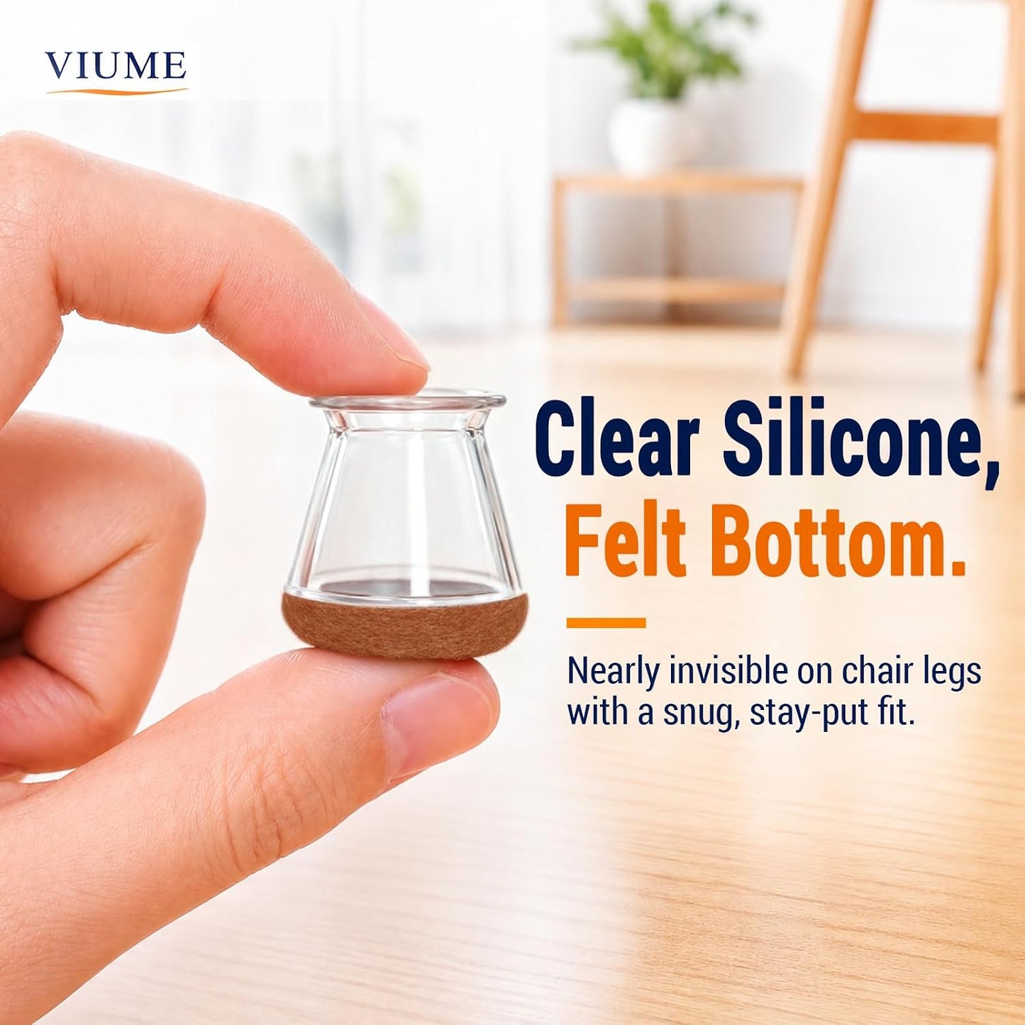VIUME 24 Pcs Chair Leg Floor Protectors for Hardwood Floors Round | Silicone Covers Felt Pads Furniture Leg Caps Anti-Scratch Reduce Noise Fit (1-5/16" to 2")
