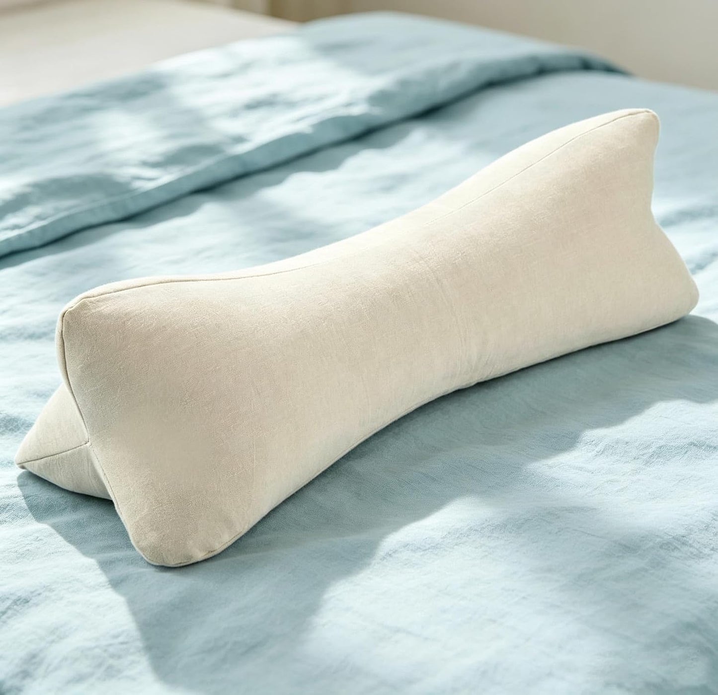 Cervical Buckwheat Neck Roll Pillow for Pain Relief, Firm Neck Support Bolster for Back Sleepers, Washable Cover, Ideal for Office Lunch Break, Blue 15 X 5 Inches