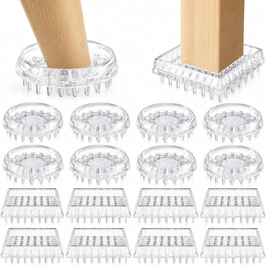 Carpet Caster Cups, Spiked Plastic | 18 Pieces Round and Square Furniture Cups for Sofas, Tables, Chairs, Bookcases and Carpet Protection