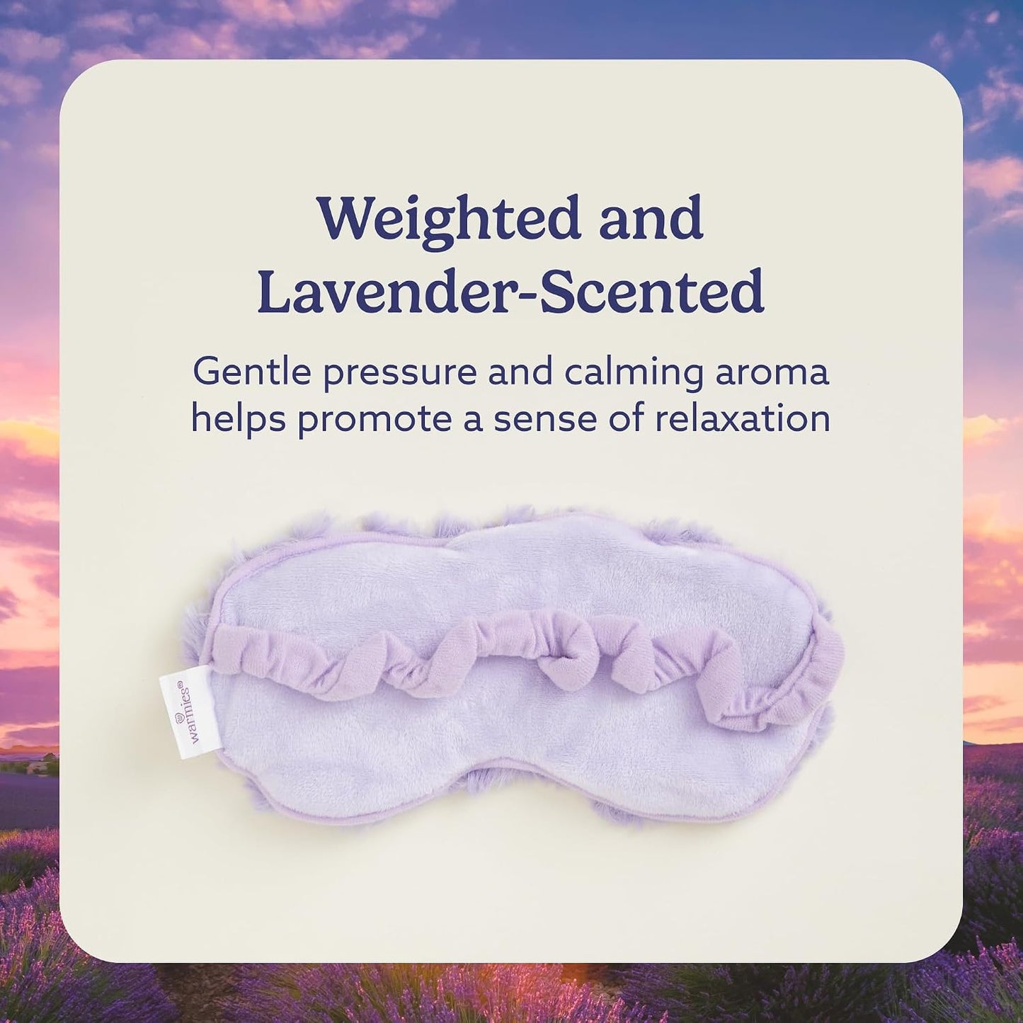 warmies Microwavable Eye Mask for Warmth & Comfort - Heating & Cooling Compress for Calming Relaxation - Weighted & Heated Eye Mask with Scented Lavender for Sleeping - Snowy