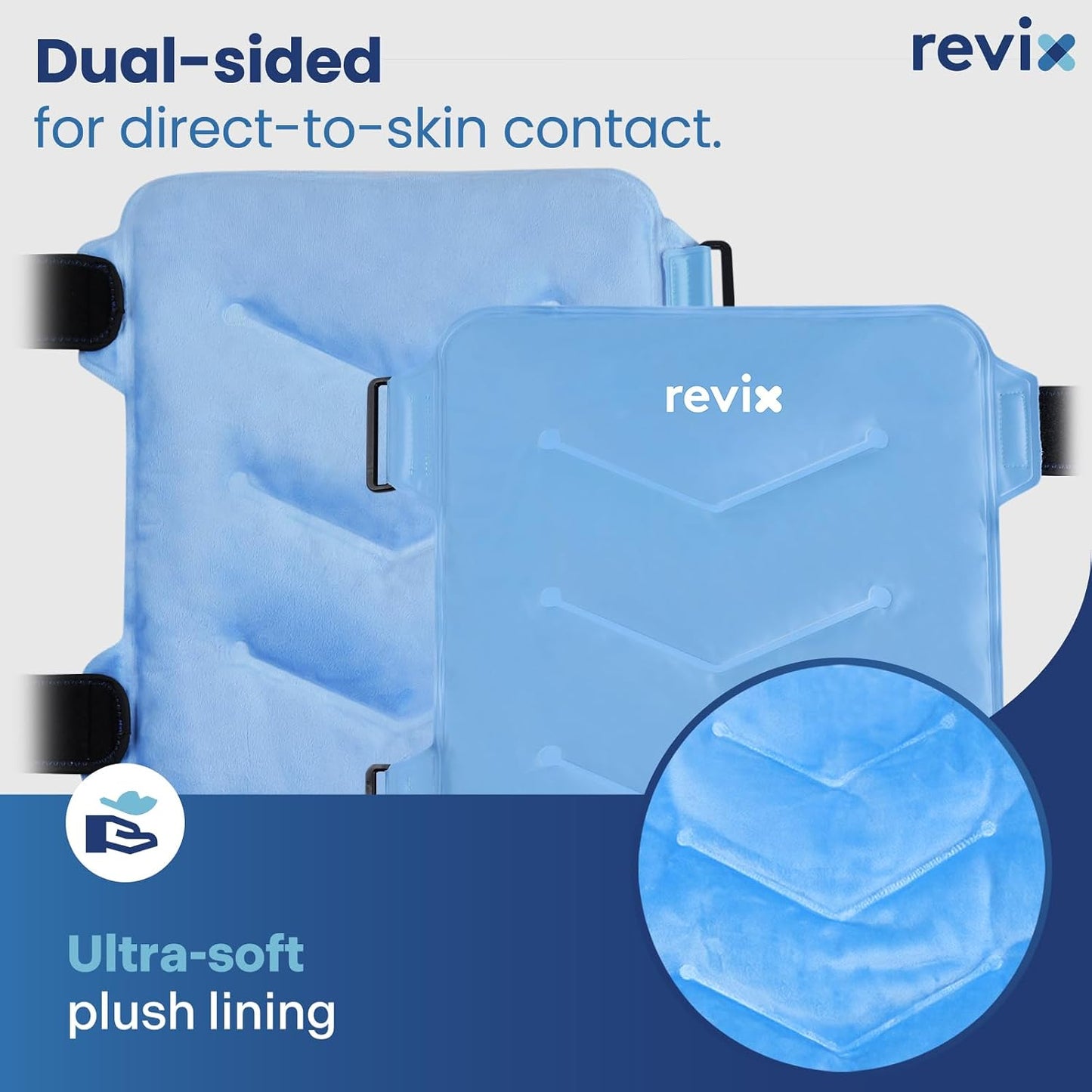 REVIX Hip Ice Pack Wrap with Straps, Reusable Gel Cold Compression for Hip Replacement, Soft Plush Lined Cold Packs for Sciatic Nerve Discomfort Relief