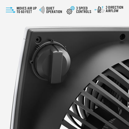 Vornado 573 Compact Flat Panel Air Circulator Fan, 3 Speeds, Moves Air 60 Feet, Fan for Bedroom, Home, Office, Black