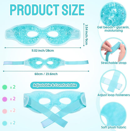 Panitay 8 Pcs Gel Eye Mask Cooling Gel Bead Eye Packs for Puffy Hot Cold with Plush Backing Reusable for Compress Dry Stress Skin Care