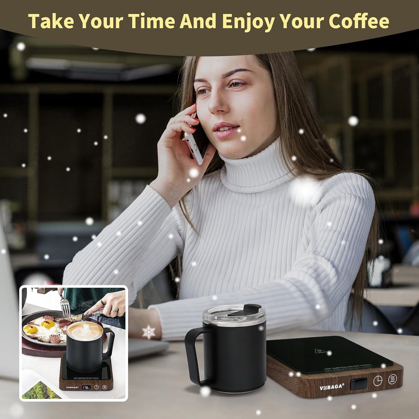 VOBAGA Mug Warmer, Coffee Cup Warmer for Desk with 5 Temp Settings & 2-12H Timer, Smart Candle Warmer & Coffee Warmer with Display for Fastest Heating Coffee, Cocoa, Ideal Coffee Gifts(No Cup)