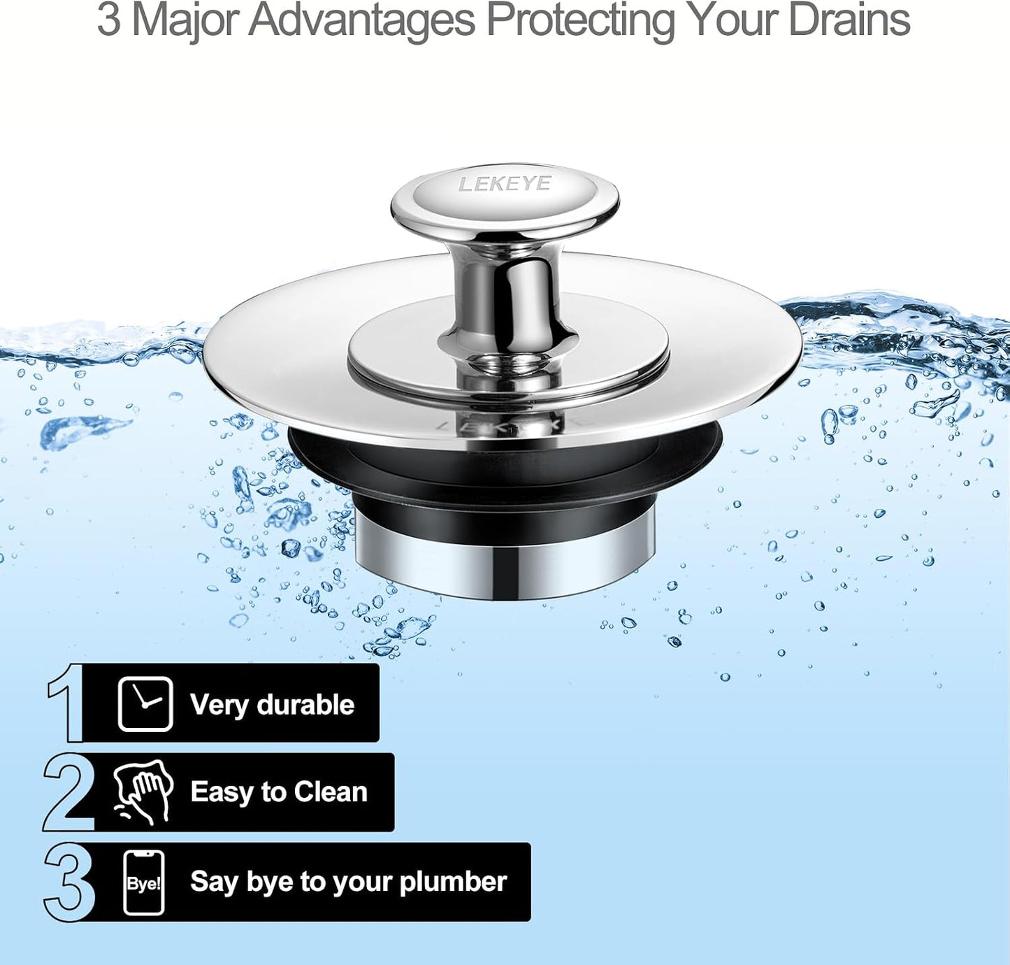 LEKEYE Drain Hair Catcher/Bathtub Shower Drain Hair Trap/Strainer Stainless Steel Drain Protector(Patented Product) | Stainless Steel