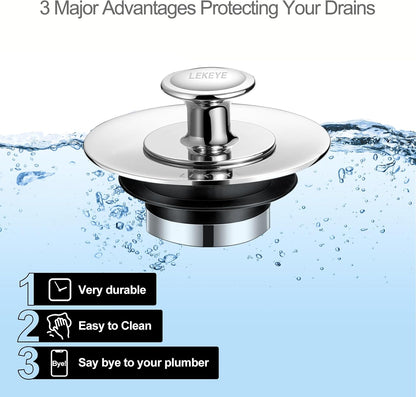 LEKEYE Drain Hair Catcher/Bathtub Drain Cover/Drain Protector for Pop-Up & Regular Drains(Patented Product)