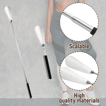 2 Pack Extendable Long Handled Shoe Horn for Seniors, 10" To 25" Adjustable for Telescopic Shoehorns for Men Women, Stainless Steel Travel Shoe Helpers to Put on Your Shoes