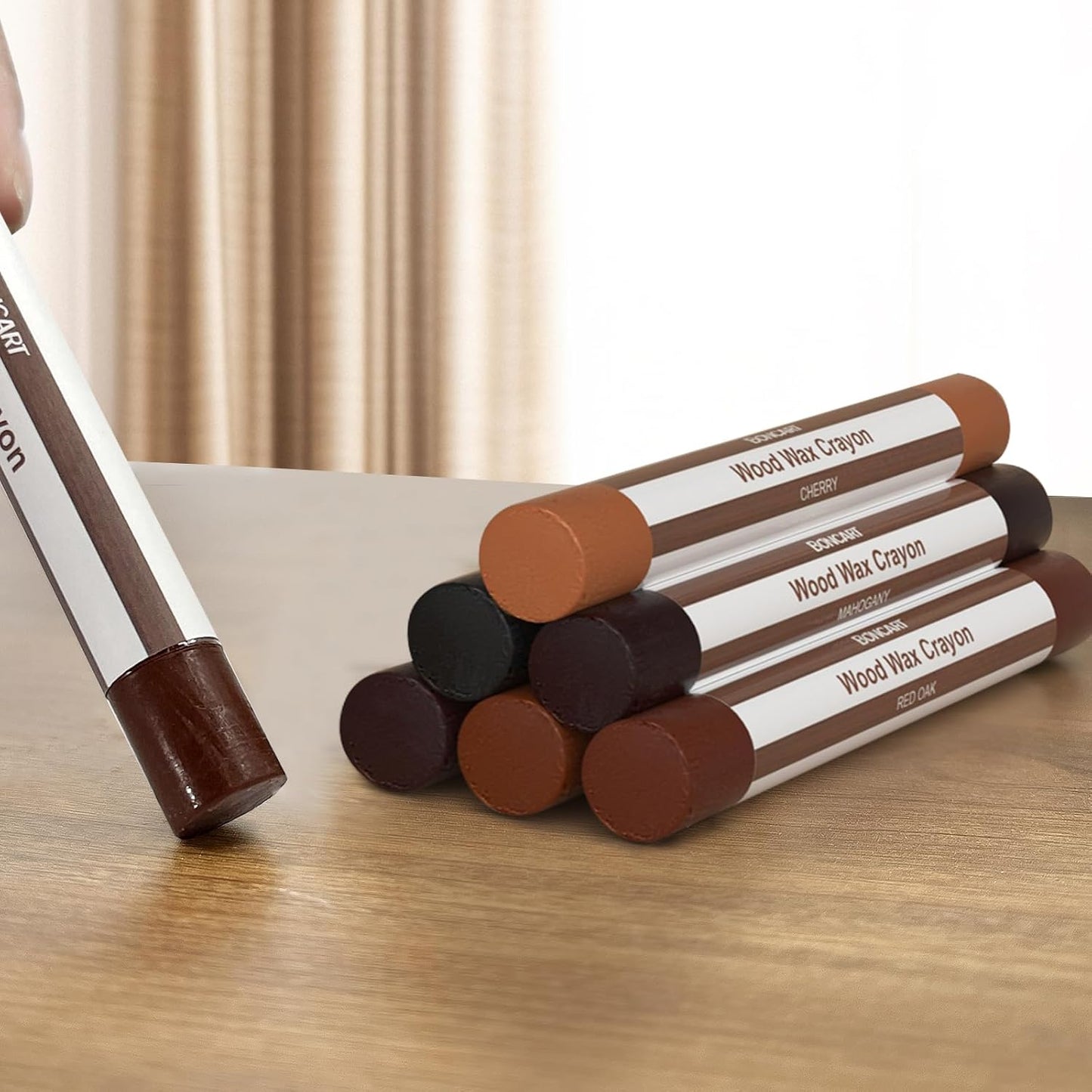 Boncart Wood Filler Sticks,12 Colors Wood Wax Crayons | For Repairing Scratches, Scuffs, Cracks, and Nail Holes on Wood Furniture, Floors, Cabinets, Tables, and Doors