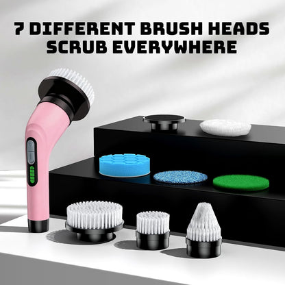 Electric Spin Scrubber for Bathroom: Shower Cleaner Brush with Long Handle (White1)