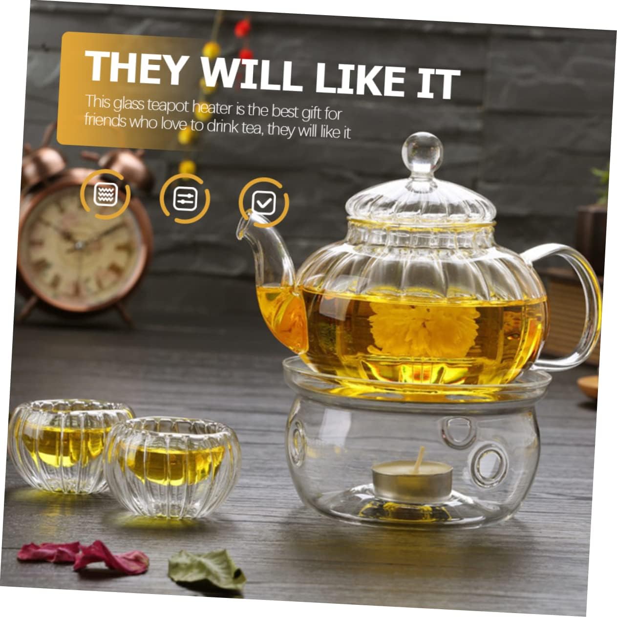 PRETYZOOM Glass Teapot Warmer Base Elegant High Borosilicate Glass Candle Holder for Tea Lovers Compact Design for Home Office Hotels and Tea Houses