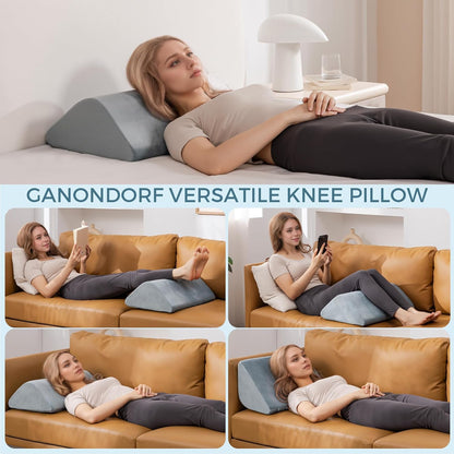 Knee Wedge Pillow for Post-Surgery Recovery-Leg Elevation Support for Sleep Position, Alleviating Lower Back & Hip Pain Enhancing Circulation in Ankles Legs Triangle Pillow with Removable Cover