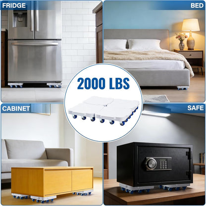 Appliance Rollers,Furniture Sliders,4 Moving Dollys Connectable | 360° Rotation Furniture Dolly Heavy Duty Furniture SlidersTool Set Moving Refrigerator Sliders Sofa Moving Sliders