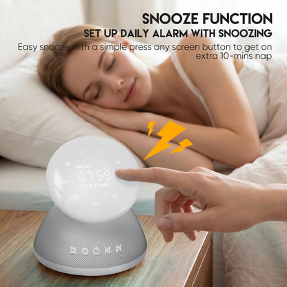 White Noise Sound Machine for Sleeping with Night Light 50 Soothing Sounds | 9 Colors Adjustable Brightness Auto-Off Timer Alarm Clock Touch Screen Control Sleep Sound Machines for Baby Adults Home