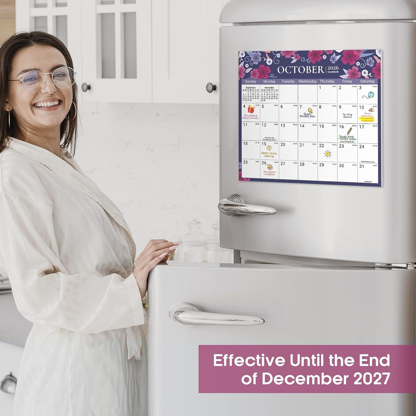 2026-2027 Magnetic Calendar for Refrigerator, Apr 2026-Dec 2027 | 21-Month Fridge Calendar 2026-2027 for Home Planning, Scheduling and Easy Organization, Greenery