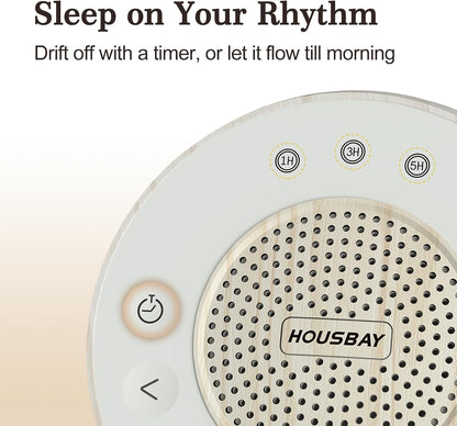 Housbay White Noise Machine with 31 Soothing Sounds, 5W Loud Stereo Sound, Auto-Off Timer, Adjustable Volume, Sleep Sound Machine for Baby, Kid, Adult -Wood Grain